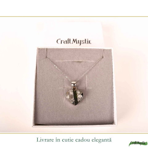 Colier Argint 925 cu Turmalina Verde si Cuart foma de Inima – Armonie si Iubire [5]