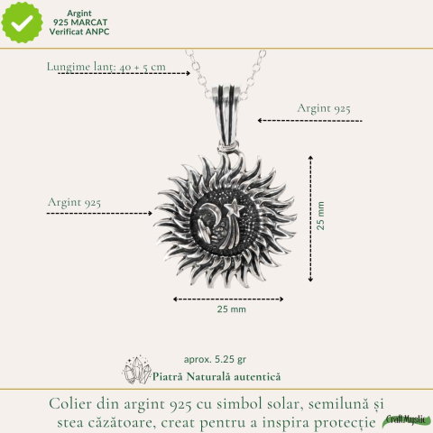 Colier Argint 925 Soare si Semiluna – Protectie, Echilibru si Energie Mistica [3]
