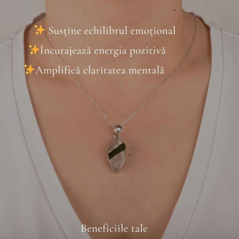 Colier Argint 925 cu Turmalina Verde si Cuart Delicat – Energie si Echilibru [2]