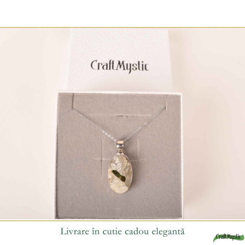 Colier Argint 925 cu Turmalina Verde si Cuart Oval – Armonie si Energie Pozitiva [5]