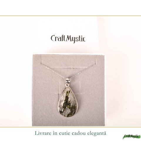 Colier Argint 925 cu Turmalina Verde si Cuart Lacrima – Armonie si Claritate [5]