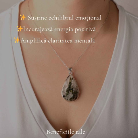 Colier Argint 925 cu Turmalina Verde si Cuart Lacrima – Armonie si Claritate [2]