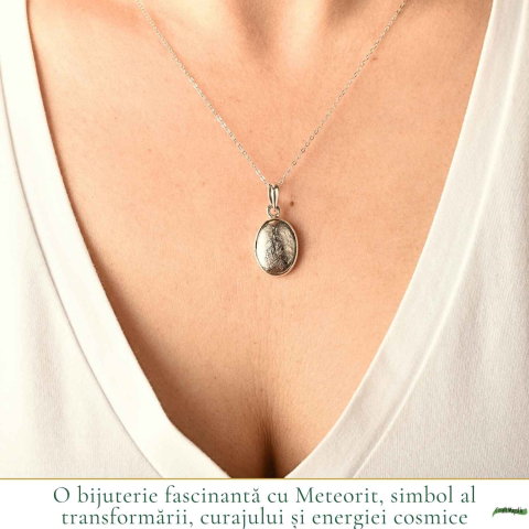 Colier Argint 925 cu Meteorit Oval – Curaj si Energie Cosmica [1]