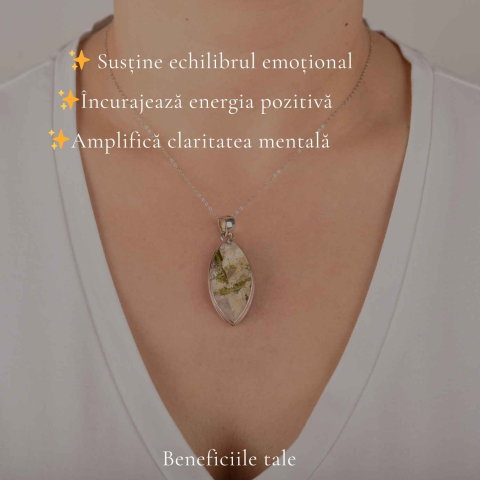 Colier Argint 925 cu Turmalina Verde si Cuart – Armonie si Energie Naturala [2]
