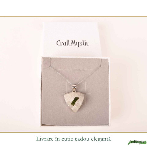 Colier Argint 925 cu Turmalina Verde si Cuart Triunghi – Energie si Protectie [5]