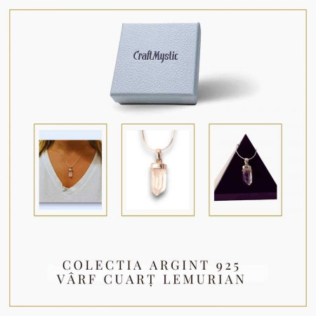 Colier argint 925 cu varf cuart lemurian natural, unic si energizant [7]