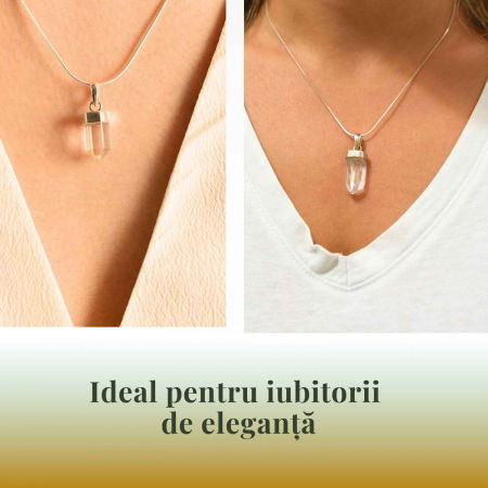 Colier argint 925 cu varf cuart lemurian natural, unic si energizant [4]