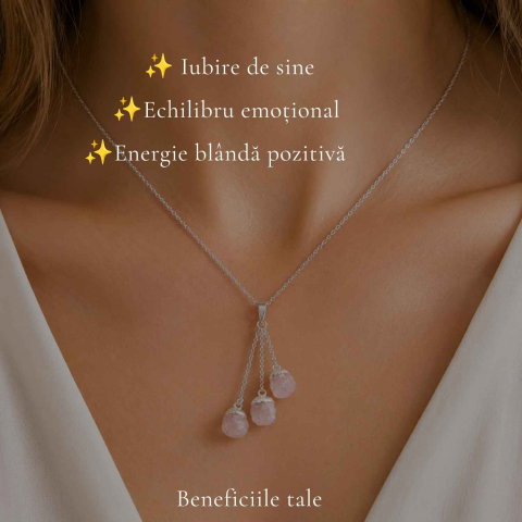 Colier cu Cuart Roz Brut Natural – Iubire, Armonie si Feminitate [2]