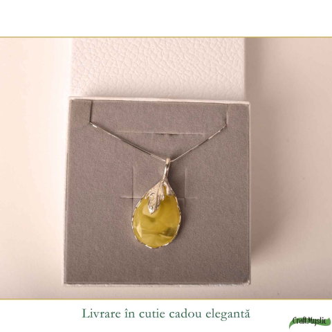 Colier Argint 925 Lacrima cu Chihlimbar Galben – Protectie si Energie Pozitiva [5]