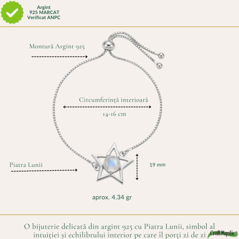 Bratara Argint 925 cu Piatra Lunii Stea – Intuitie si Echilibru Feminin [3]
