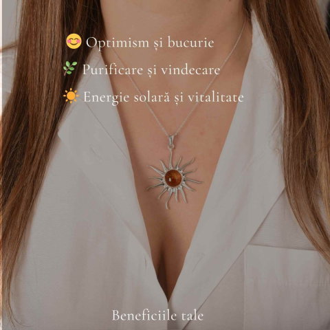 Colier argint 925 Soare cu chihlimbar natural – Energie si vitalitate solara [2]