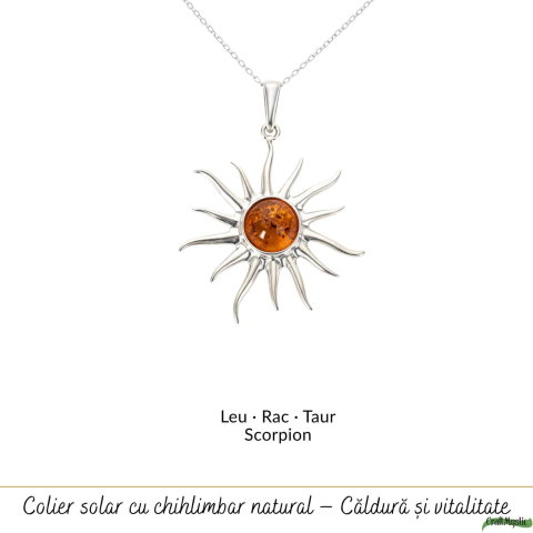 Colier argint 925 Soare cu chihlimbar natural – Energie si vitalitate solara [4]