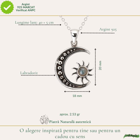 Colier Argint 925 cu Labradorit Soare si Luna – Echilibru si Intuitie [3]