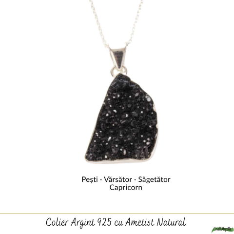 Colier Argint 925 cu Ametist Druzy Natural – Energie de Calm si Claritate [4]