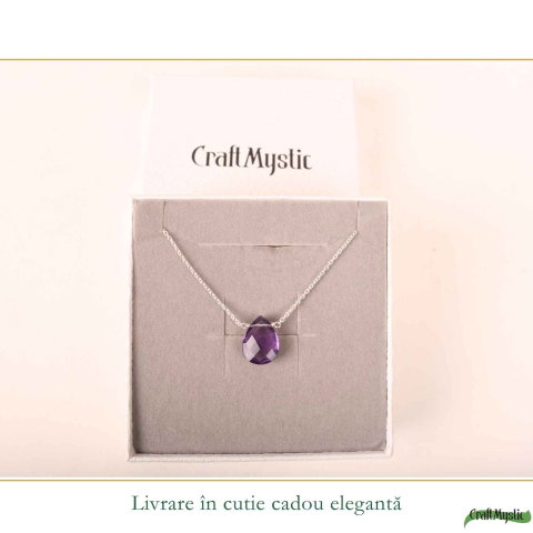Colier argint 925 cu ametist lacrima – liniste si echilibru emotional [5]