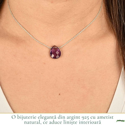 Colier argint 925 cu ametist lacrima – liniste si echilibru emotional [1]