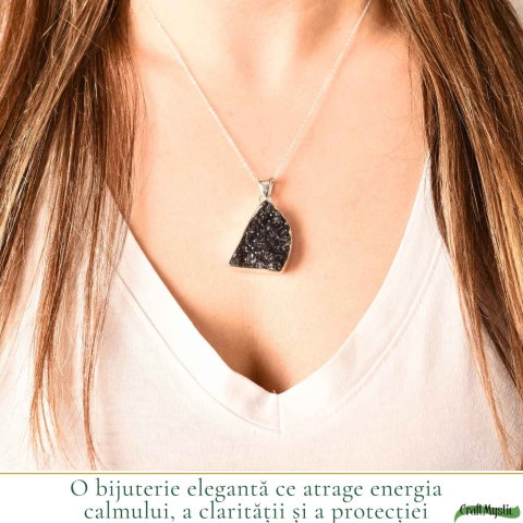 Colier Argint 925 cu Ametist Druzy Natural – Energie de Calm si Claritate [1]