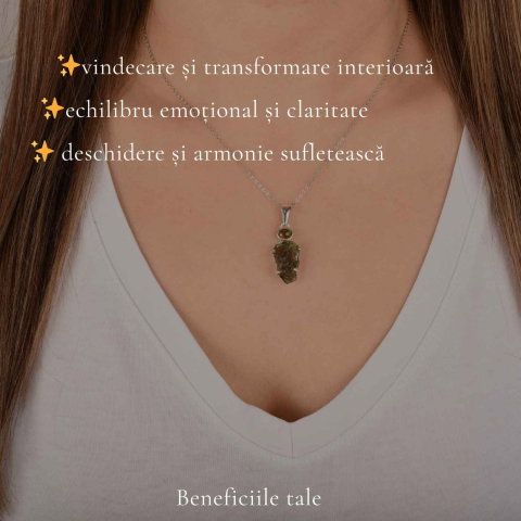 Colier argint 925 cu Moldavit si Turmalina Verde – Echilibru Emotional si Transformare [2]