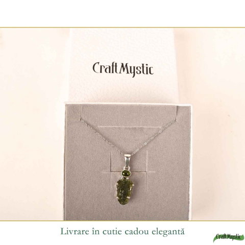 Colier argint 925 cu Moldavit si Turmalina Verde – Echilibru Emotional si Transformare [5]
