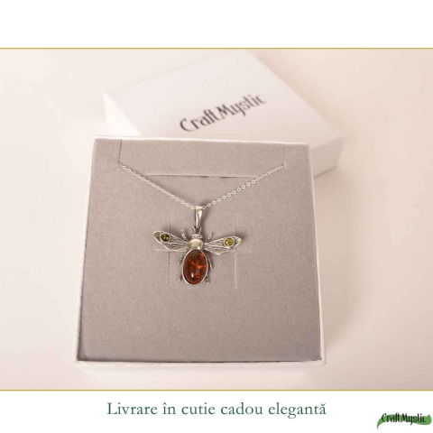 Colier Argint 925 Albina cu Chihlimbar Natural – Energie si Bucurie Solara [5]