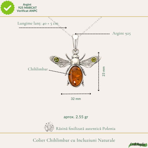 Colier Argint 925 Albina cu Chihlimbar Natural – Energie si Bucurie Solara [3]