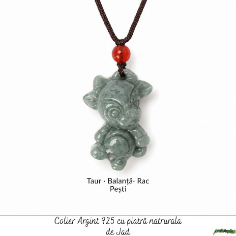 Colier cu Jad Natural in Forma de Vacuta – Armonie, Noroc si Echilibru [4]