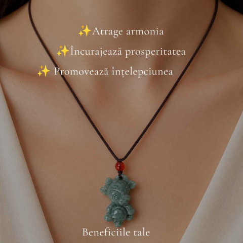 Colier cu Jad Natural in Forma de Vacuta – Armonie, Noroc si Echilibru [2]
