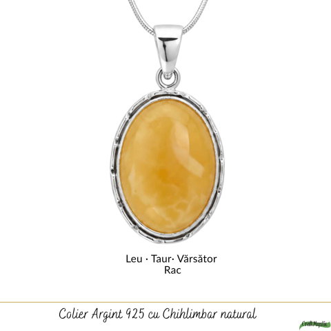 Colier Argint 925 Oval cu Chihlimbar Galben – Energie Pozitiva si Protectie [4]