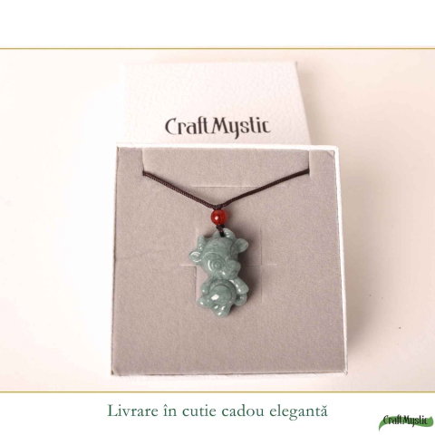 Colier cu Jad Natural in Forma de Vacuta – Armonie, Noroc si Echilibru [5]