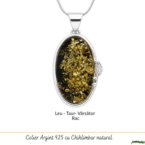 Colier Argint 925 Oval cu Chihlimbar Verde – Protectie si Echilibru Emotional [4]
