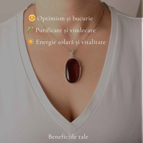 Colier Argint 925 Oval cu Chihlimbar Cherry – Energie Pozitiva si Protectie [2]