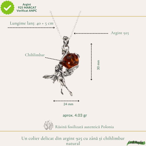 Colier Argint 925 Zana cu Chihlimbar Natural – Vitalitate si Magie Solara [3]