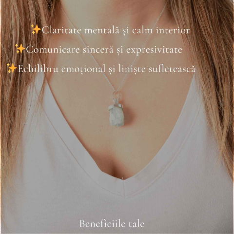 Colier Argint 925 cu Acvamarin Brut Natural – Claritate si Calm Interior [2]