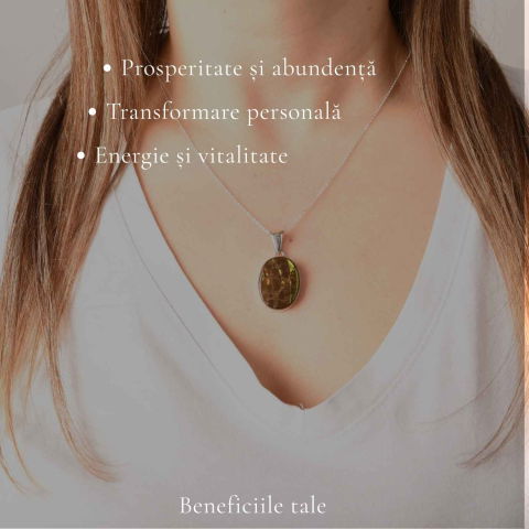 Colier Argint 925 cu Amolit Natural Oval – Prosperitate, Protectie si Energie Pozitiva [2]