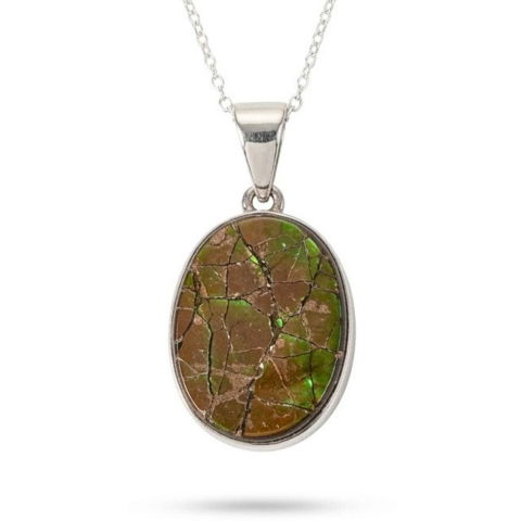 Echilibrare Energetica - Colier Argint 925 cu Amolit Natural Oval – Prosperitate, Protectie si Energie Pozitiva