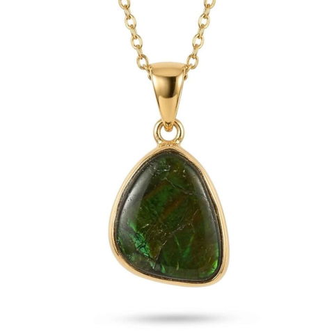 Echilibrare Energetica - Colier Argint 925 Placat Aur 18K cu Amolit Natural Brut – Energie, Prosperitate si Protectie