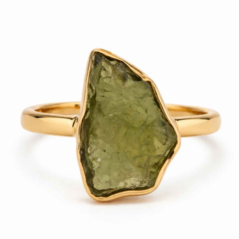 Echilibrare Energetica - Inel moldavit brut neuniform placat cu aur de18K , M5/49 – transformare si claritate interioara