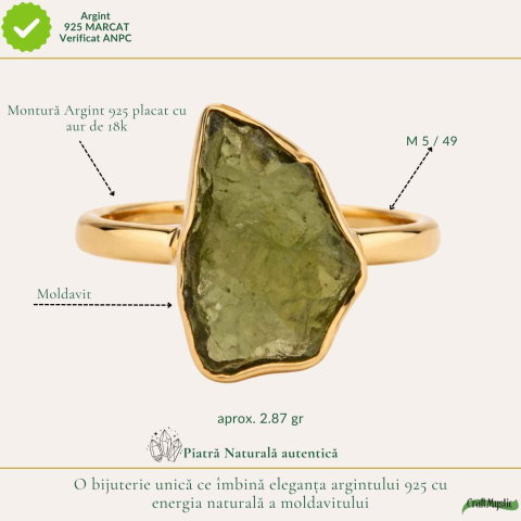 Inel moldavit brut neuniform placat cu aur de18K , M5/49 – transformare si claritate interioara [3]