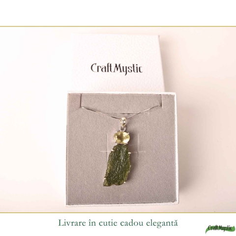 Colier Argint 925 cu Moldavit si Piatra Desertului Libian – Energie si Transformare [5]