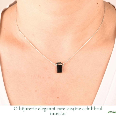 Colier Argint 925 cu Turmalina Neagra Bruta – Protectie si Ancorare Zilnica [1]