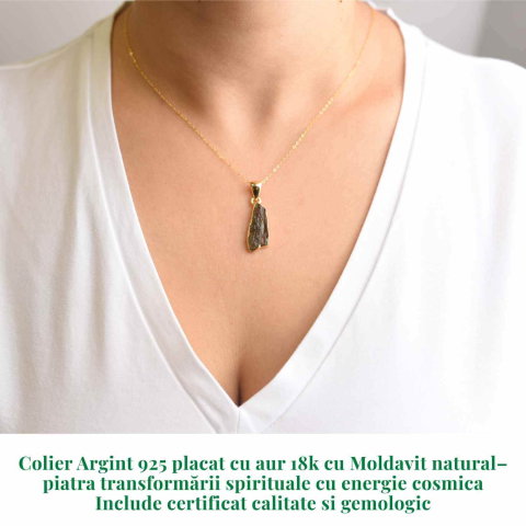 Colier Moldavit natural – Argint 925 placat cu Aur 18k, 2.32g [1]