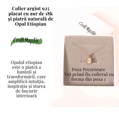 Colier Argint 925 placat cu aur 18K cu Opal Etiopian Fatetat Hexagonal – Protectie, Lumina si Armonie Divina [2]