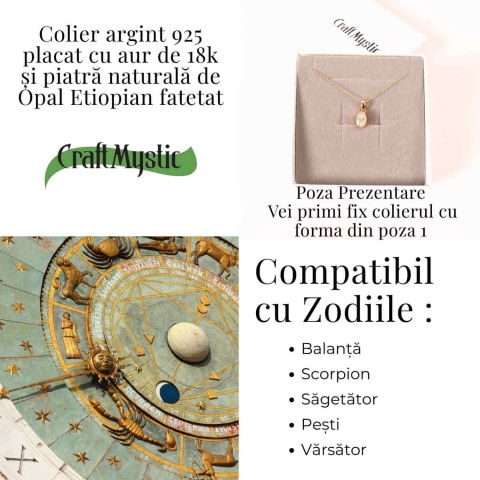 Colier Argint 925 placat cu aur 18K cu Opal Etiopian Fatetat in Forma de Lacrima – Luminile Transformarii Interioare [4]