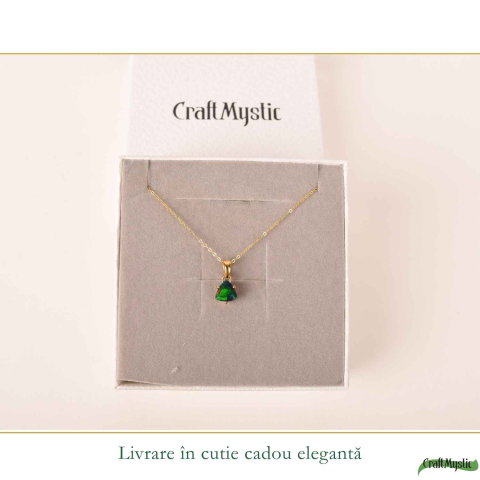 Colier Argint 925 Placat cu Aur 18K cu Opal Negru Triunghi – Protectie si Claritate [5]