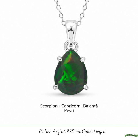 Colier Argint 925 cu Opal Negru Lacrima – Eleganta si Protectie Energetica [4]