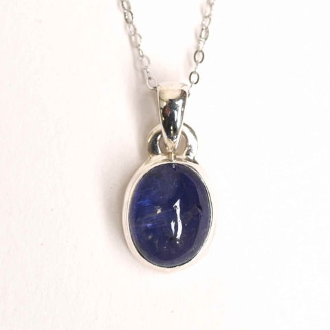 Tip Cristal - Colier argint 925 cu piatra naturala Tanzanit oval – Claritate si Transformare Interioara