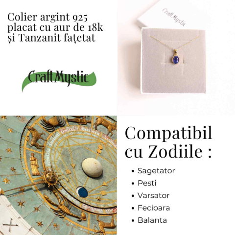 Colier Argint 925 Placat cu Aur 18K si Turmalina Verde Naturala – Echilibru, Vindecare si Energie a Vietii [3]