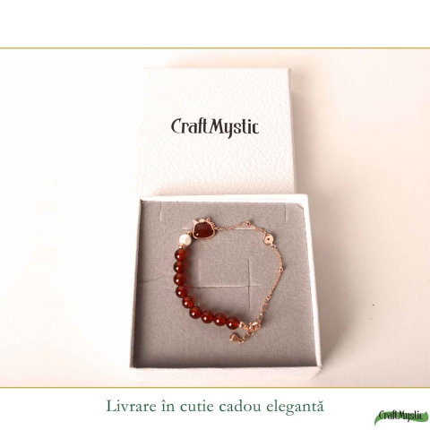 Bratara Argint 925 cu Agat Rosu Natural si Calut – Curaj, Energie si Eleganta [5]
