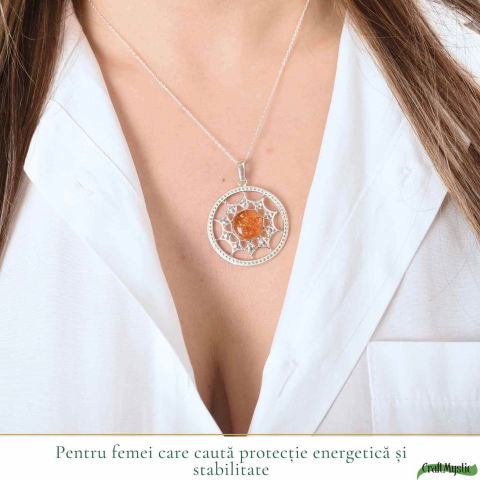 Colier Argint 925 Rotund cu Bobita de Chihlimbar Natural – Energie si Vitalitate [1]