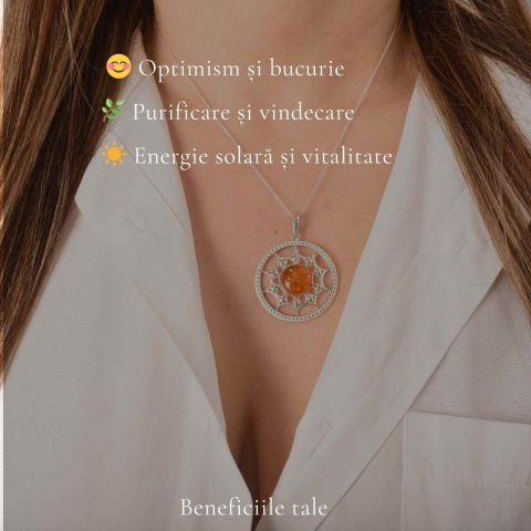 Colier Argint 925 Rotund cu Bobita de Chihlimbar Natural – Energie si Vitalitate [2]